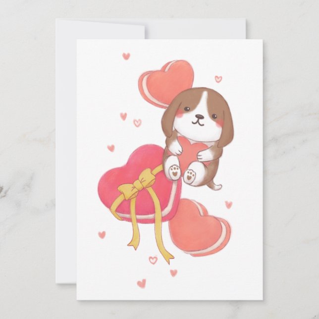Valentinstag: Beagle und Macarons Ankündigung (Vorderseite)