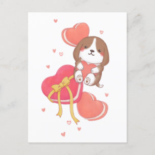 Valentinstag: Beagle und Macarons Postkarte