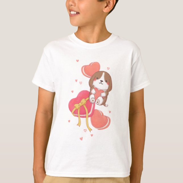 Valentinstag: Beagle und Macarons T-Shirt (Vorderseite)