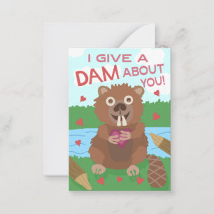 Valentinstag Beaver Funny Kids School Klassenzimme Mitteilungskarte