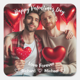 Valentinstag | Benutzerdefiniertes Foto "Red Heart Quadratischer Aufkleber