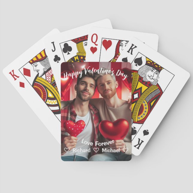 Valentinstag | Benutzerdefiniertes Foto "Red Heart Spielkarten (Rückseite)