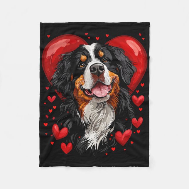 Valentinstag Berner Sennenhund  Fleecedecke (Vorderseite)