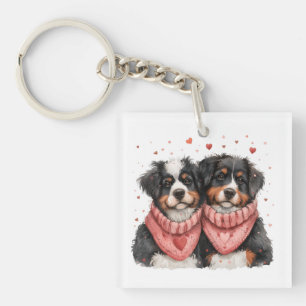 Valentinstag Berner Sennenhunde Schlüsselanhänger