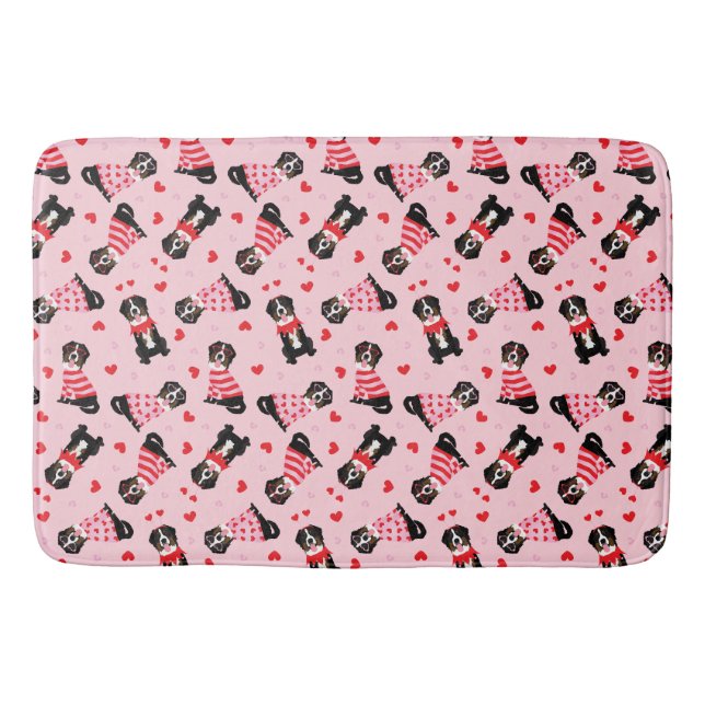 Valentinstag Bernese Mountain Hunde Badematte (Vorderseite)