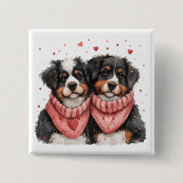 Valentinstag Bernese Mountain Hunde Button