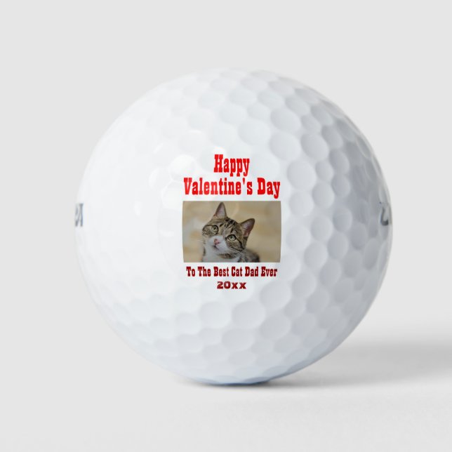 Valentinstag Bester Cat Vater je Foto Golfball (Vorderseite)