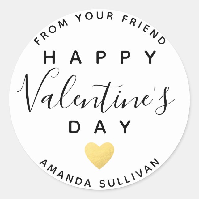 Valentinstag bester Freund-Label Runder Aufkleber (Vorderseite)