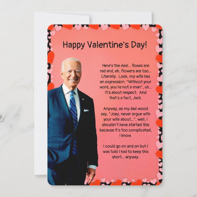 Valentinstag-Bidenkarte Feiertagskarte (Vorderseite)