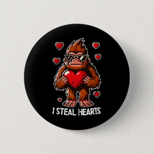 Valentinstag Big Foot Sasquatch Ich stehle Herzen Button