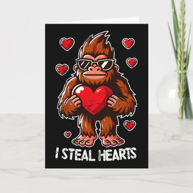 Valentinstag Big Foot Sasquatch Ich stehle Herzen  Karte (Vorderseite)