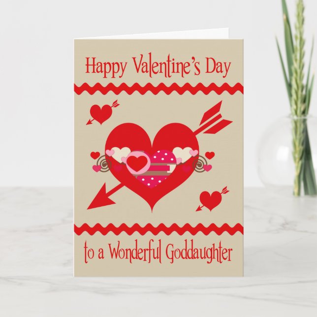 Valentinstag bis Tochter Feiertagskarte (Vorderseite)
