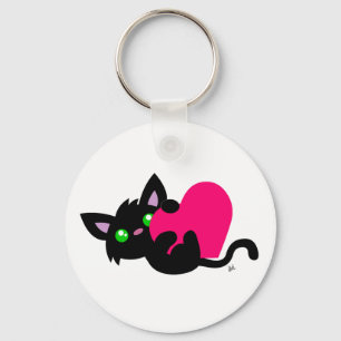 Valentinstag Black Kitty Schlüsselanhänger