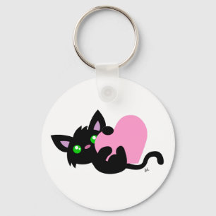 Valentinstag Black Kitty Schlüsselanhänger