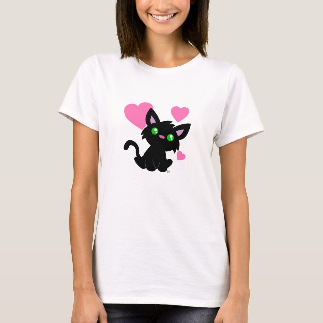 Valentinstag Black Kitty White Shirts (Vorderseite)