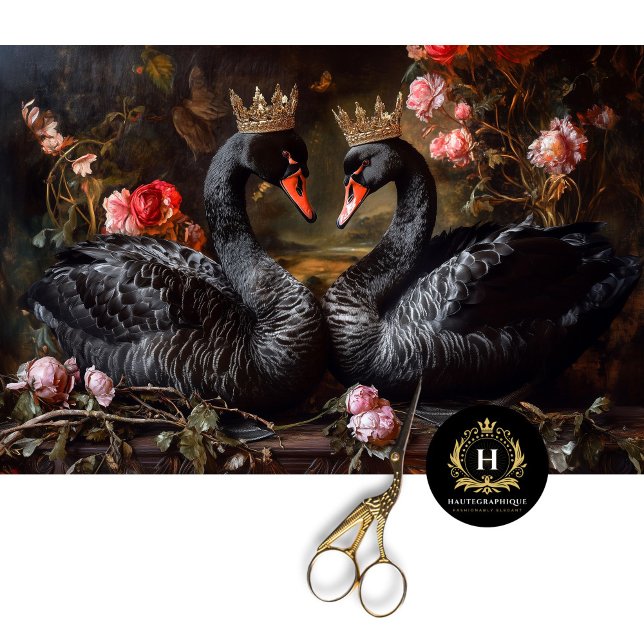 Valentinstag Black Swan Red Florals Decoupage Seidenpapier (Von Creator hochgeladen)