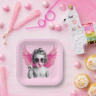 Valentinstag Bläst Bubble Cupid Valentinstag Pappteller