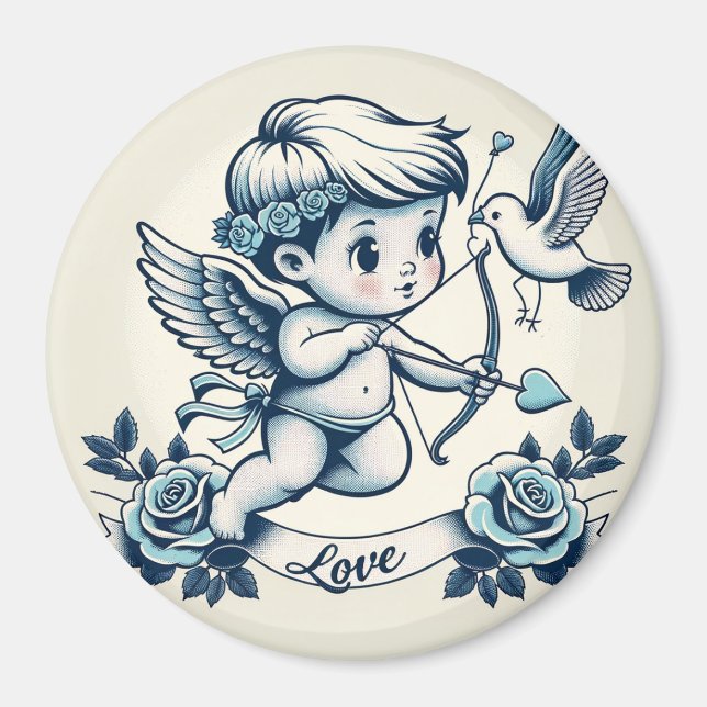 Valentinstag blauer Cupid  Magnet (Vorne)