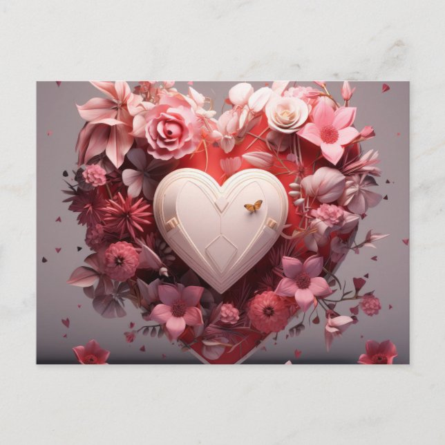 Valentinstag Blume Herzgeschenk Postkarte für ihn (Vorderseite)