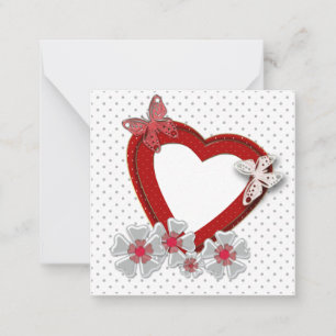 Valentinstag Blumen floral rot Herz Schmetterling Mitteilungskarte