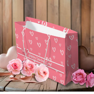 Valentinstag Blush Herzmuster Große Geschenktüte