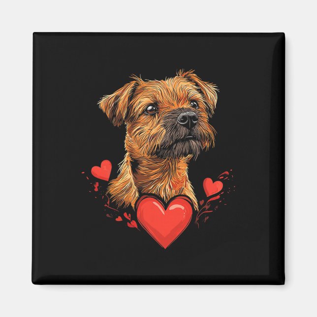 Valentinstag Border Terrier  Magnet (Vorne)