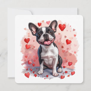 Valentinstag Boston Terrier Dog Feiertagskarte