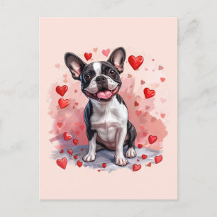 Valentinstag Boston Terrier Dog Postkarte