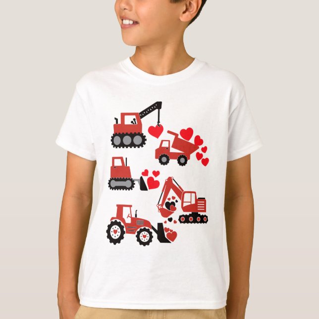Valentinstag Boys Kinder Kleinkind Bauplan Truc T-Shirt (Vorderseite)