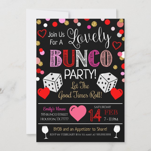 Valentinstag-Bunco-Party Einladung (Vorderseite)