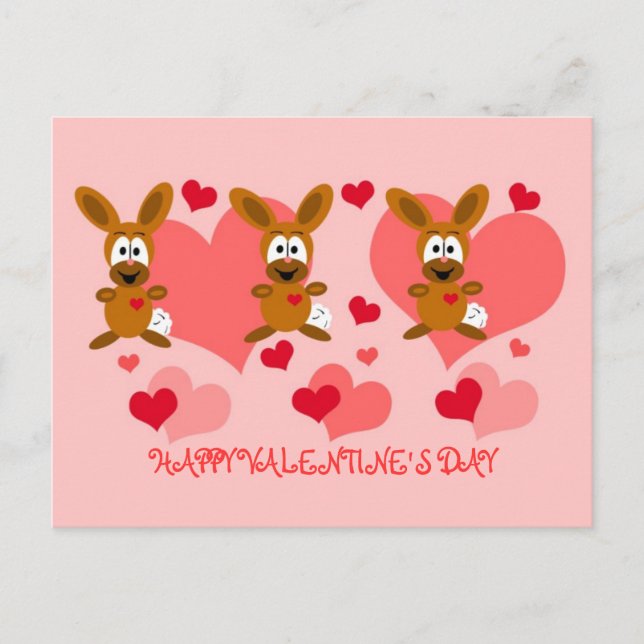 Valentinstag Bunnies Postkarte (Vorderseite)