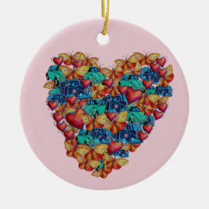Valentinstag Bunte Herz Kunst Kreisornament Keramik Ornament