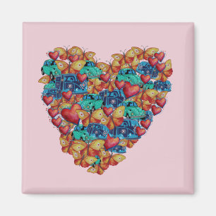 Valentinstag Buntes Herz Kunst Magnet