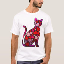 Valentinstag-Buntglas-Katze-Herz | Retro-Mosaik