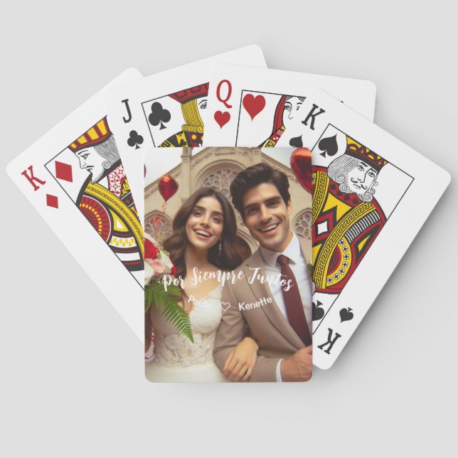 Valentinstag Candy Hearts Custom Foto Spanisch Spielkarten (Rückseite)