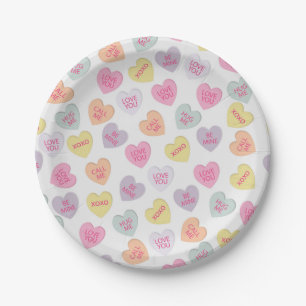 Valentinstag Candy Hearts Paper Plate Pappteller