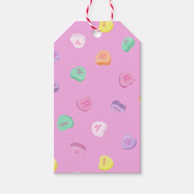 Valentinstag Candy Hearts Pattern Geschenkanhänger (Vorderseite)