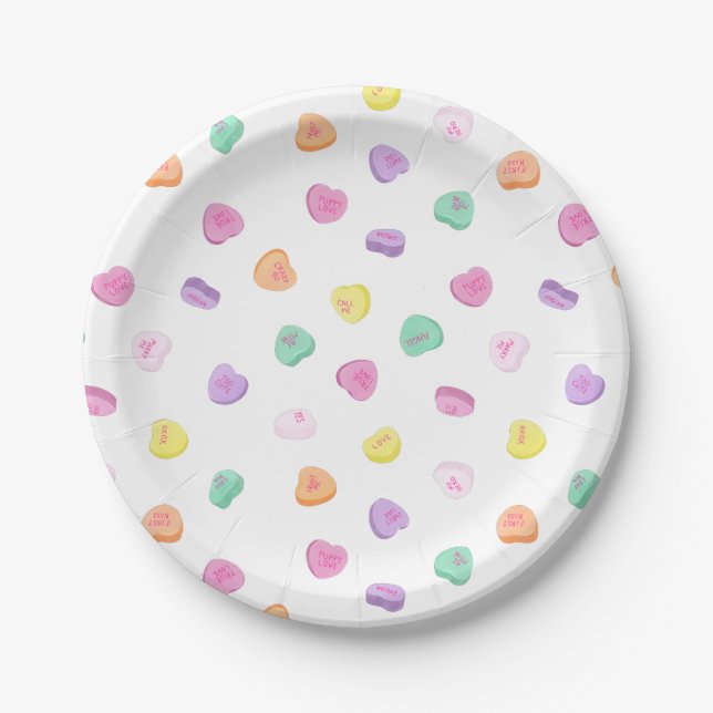 Valentinstag Candy Hearts Pattern Pappteller (Vorderseite)