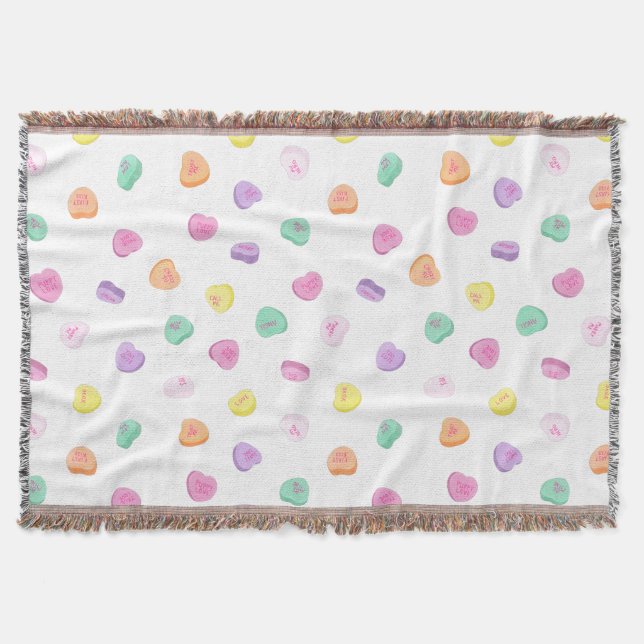 Valentinstag Candy Hearts Pattern Rundkissen Decke (Vorderseite)