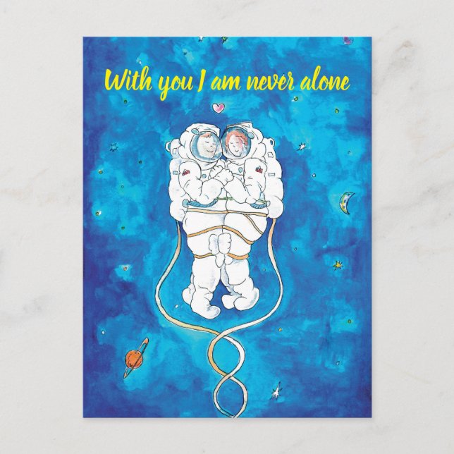 Valentinstag Card Loving Astronauten Couple Postkarte (Vorderseite)