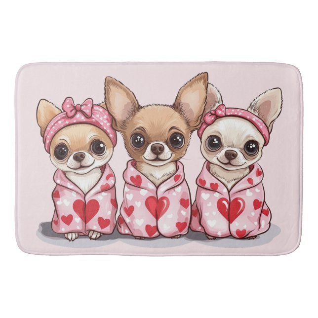Valentinstag Chihuahua Dogs Badematte (Vorderseite)