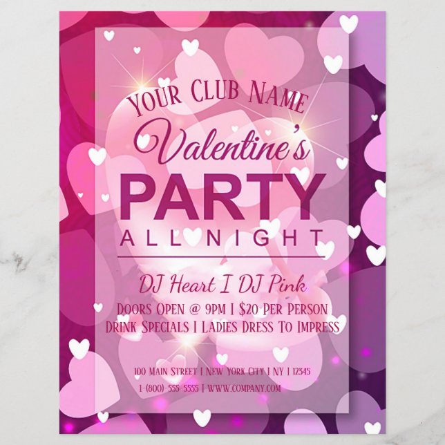 Valentinstag Club Party Flyer (Vorne)