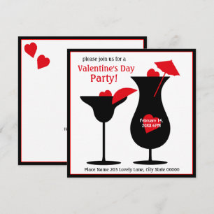 Valentinstag Cocktails Einfache Party Einladung