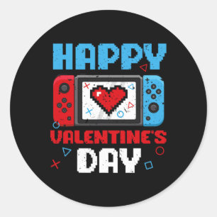 Valentinstag Controller Video Game Heart Boys Pa Runder Aufkleber