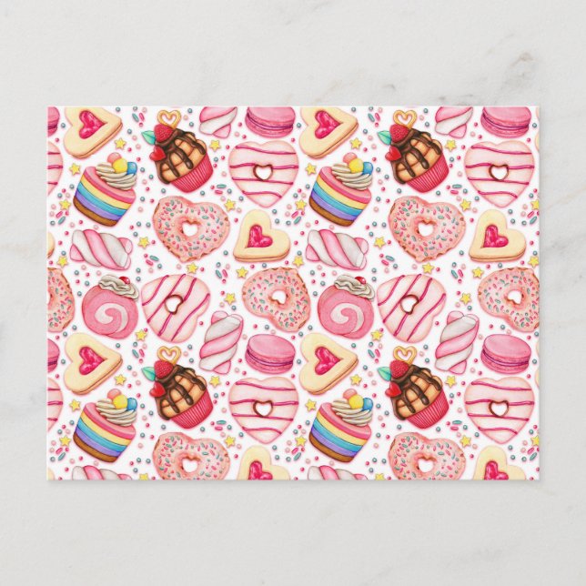 Valentinstag Cookies und Cupcakes Postkarte (Vorderseite)