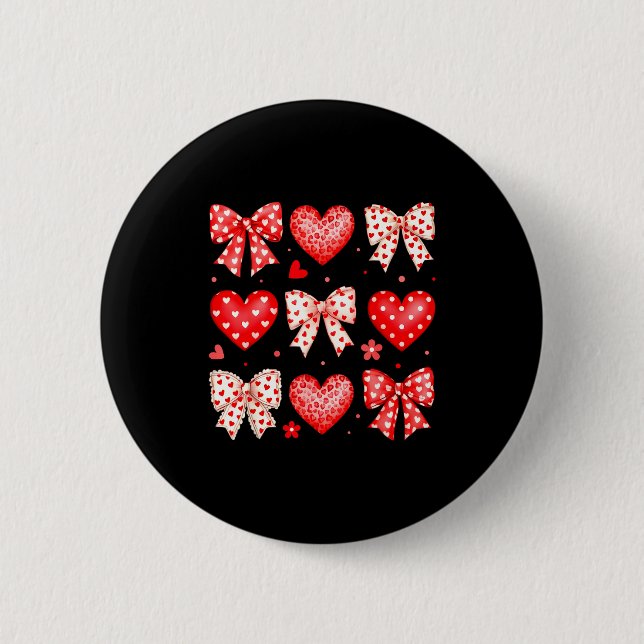 Valentinstag Coquette Schleife Herzen Leopard Frau Button (Vorderseite)