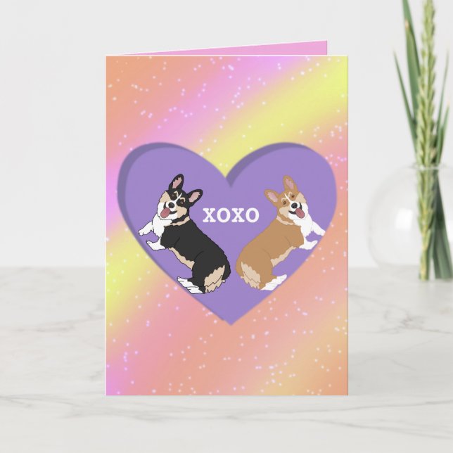 Valentinstag Corgi XOXO Dankeskarte (Vorderseite)