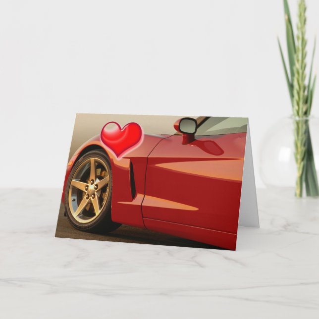 Valentinstag Corvette Feiertagskarte (Vorderseite)
