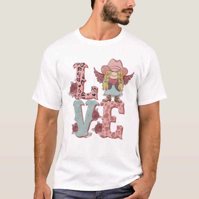 Valentinstag Cowgirl-Liebe T-Shirt (Vorderseite)