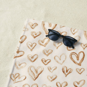 Valentinstag Cremebraune Herzen Strandtuch